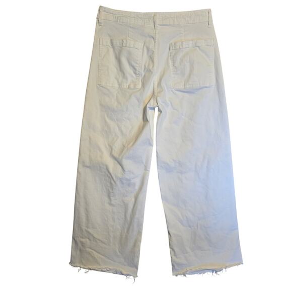 Oat Wide Leg Jeans Womens Size 10/30 White Raw Hem High Rise Stretch Clean Girl - Picture 2 of 12